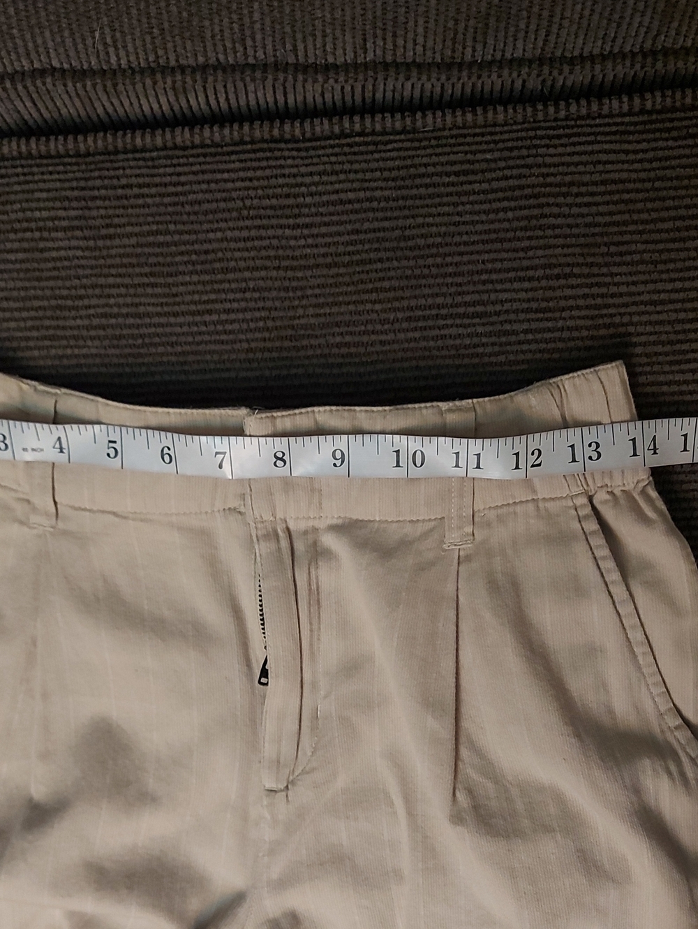 100% Cotton Cropped Wide Leg Culotte Pants Beige High Rise Size S - Picture 6 of 11